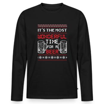 It's the best time for a beer - Men's Premium Organic Long Sleeve Shirt - black - Front - Nico (187cm)