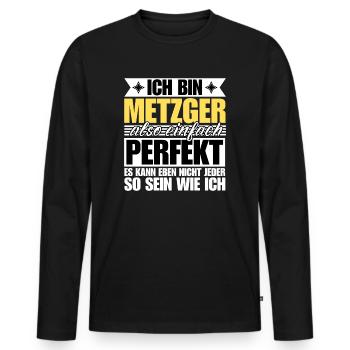 Perfekter Metzger - Männer Premium Bio Langarmshirt - Schwarz - Vorne - Nico (187cm)