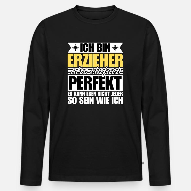 Perfekter Erzieher - Männer Premium Bio Langarmshirt - Schwarz