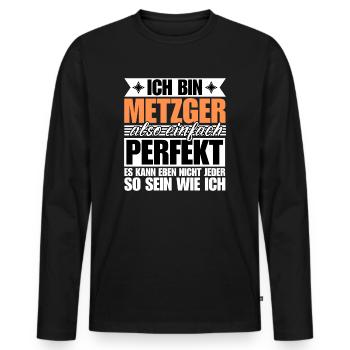 Perfekter Metzger - Männer Premium Bio Langarmshirt - Schwarz - Vorne - Nico (187cm)