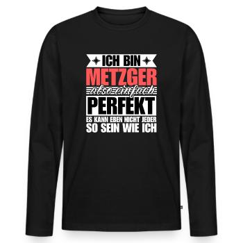 Perfekter Metzger - Männer Premium Bio Langarmshirt - Schwarz - Vorne - Nico (187cm)