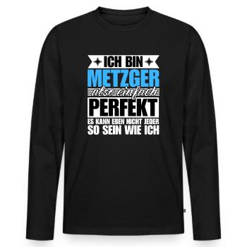 Perfekter Metzger - Männer Premium Bio Langarmshirt - Schwarz - Vorne - Nico (187cm)
