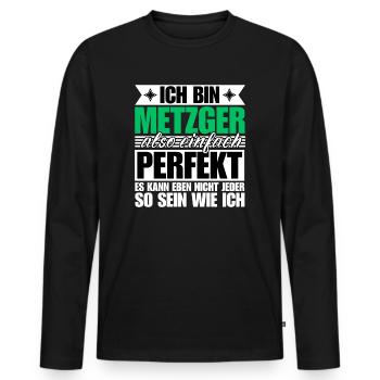 Perfekter Metzger - Männer Premium Bio Langarmshirt - Schwarz - Vorne - Nico (187cm)