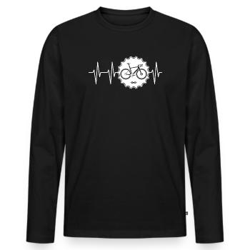 pulse bike logo with sprocket Biketeam Team Tour - Men's Premium Organic Long Sleeve Shirt - black - Front - Nico (187cm)