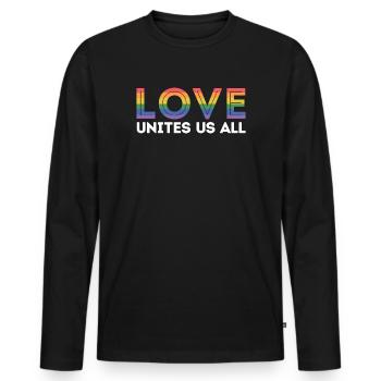 LGBT Pride Month - Love unite us all - Men's Premium Organic Long Sleeve Shirt - black - Front - Nico (187cm)