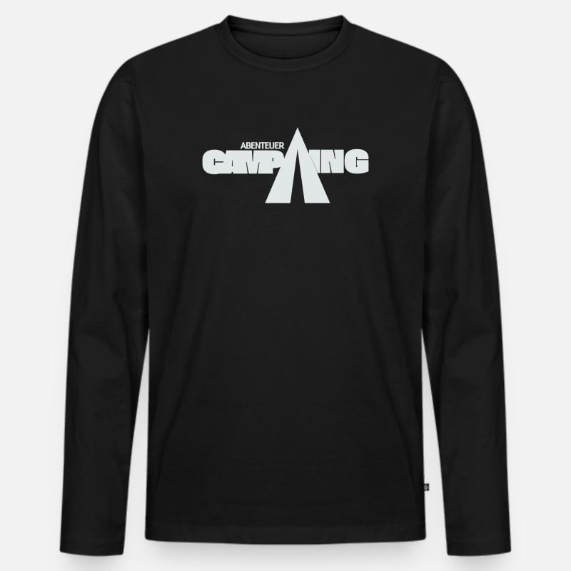 Abenteuer Camping - Männer Premium Bio Langarmshirt - Schwarz
