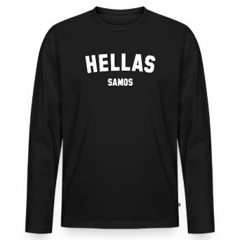 HELLAS SAMOS Grèce - T-shirt manches longues Premium bio Homme - noir - Devant - Nico (187cm)