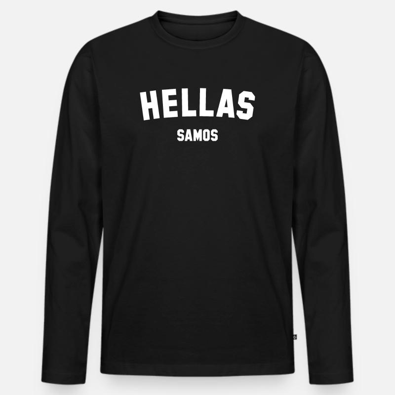 HELLAS SAMOS Griechenland - Männer Premium Bio Langarmshirt - Schwarz