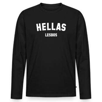 HELLAS LESBOS Grèce - T-shirt manches longues Premium bio Homme - noir - Devant - Nico (187cm)