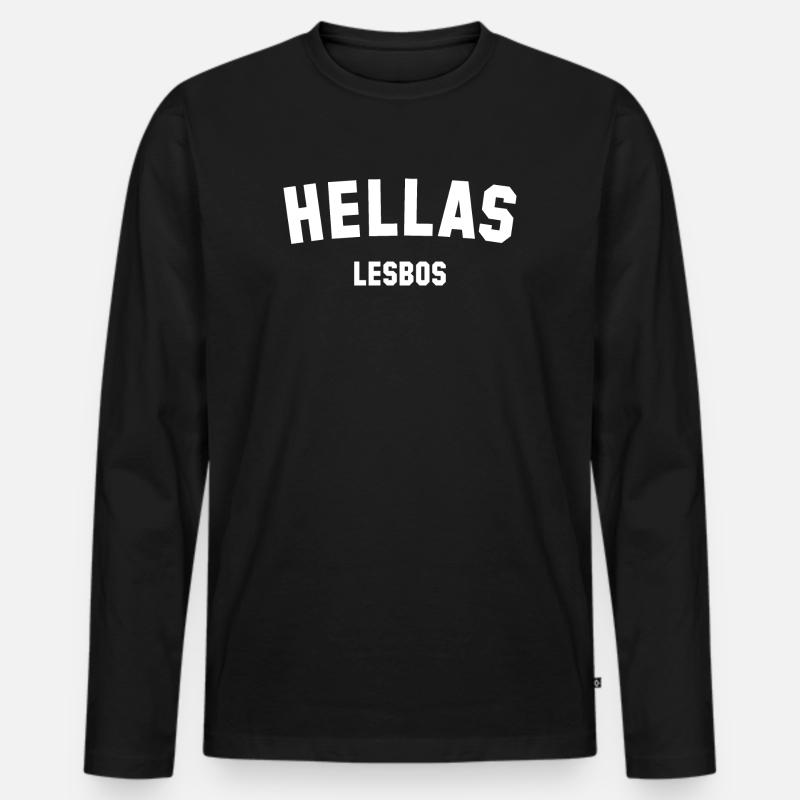 HELLAS LESBOS Griechenland - Männer Premium Bio Langarmshirt - Schwarz