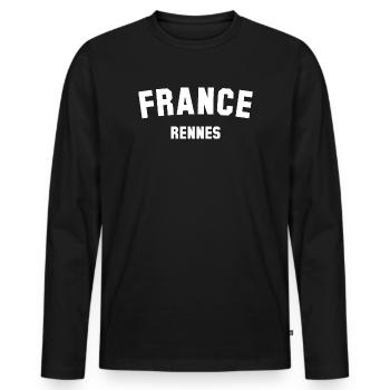 RENNES France - Männer Premium Bio Langarmshirt - Schwarz - Vorne - Nico (187cm)