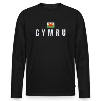 Flagge von Wales, walisischer Patriot - Männer Premium Bio Langarmshirt - Schwarz - Vorne - Nico (187cm)