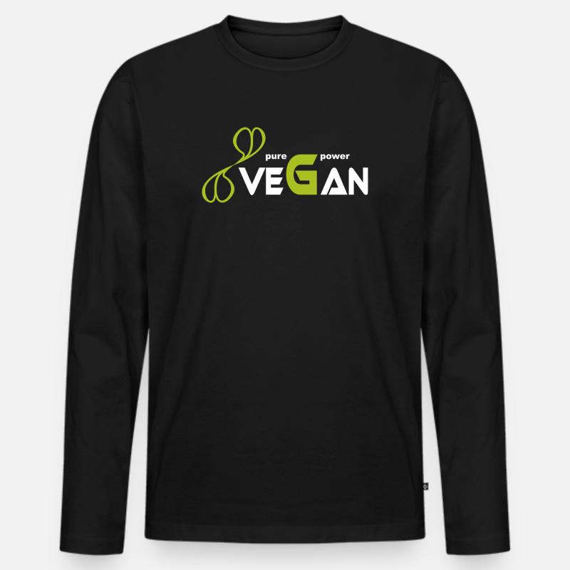 pure_vegan_power - Männer Premium Bio Langarmshirt - Schwarz