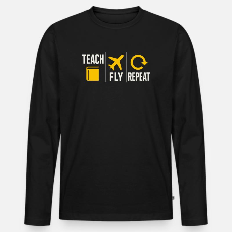 Fluglehrer Cfi Pilot Luftfahrtlehrer - Männer Premium Bio Langarmshirt - Schwarz