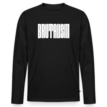 Bold Brutalism logo design - Men's Premium Organic Long Sleeve Shirt - black - Front - Nico (187cm)