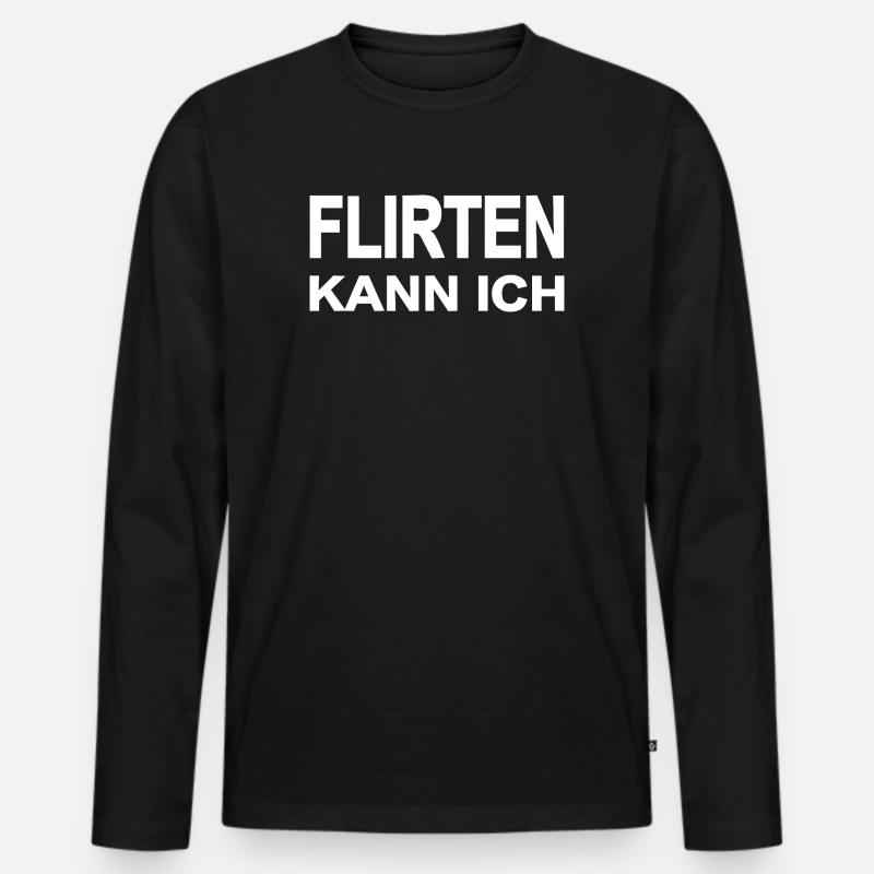 Flirten - Männer Premium Bio Langarmshirt - Schwarz