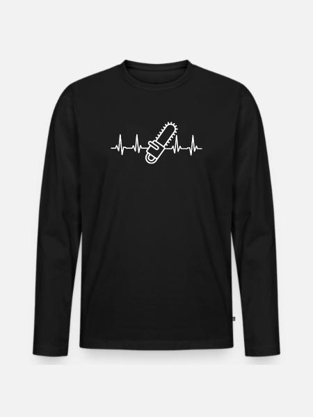 Bûcheron Heartbeat Tronçonneuse Bois - T-shirt manches longues Premium bio Homme - noir