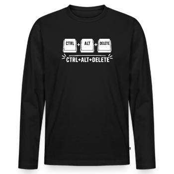 Raccourcis Ctrl Alt Delete Noir - T-shirt manches longues Premium bio Homme - noir - Devant - Nico (187cm)