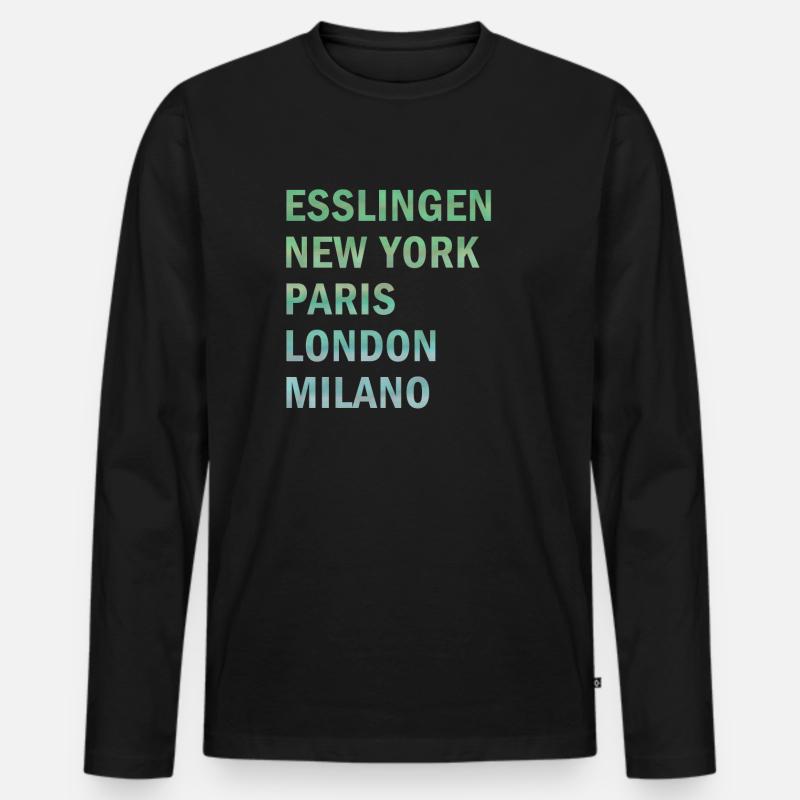 Metropole Esslingen - Männer Premium Bio Langarmshirt - Schwarz