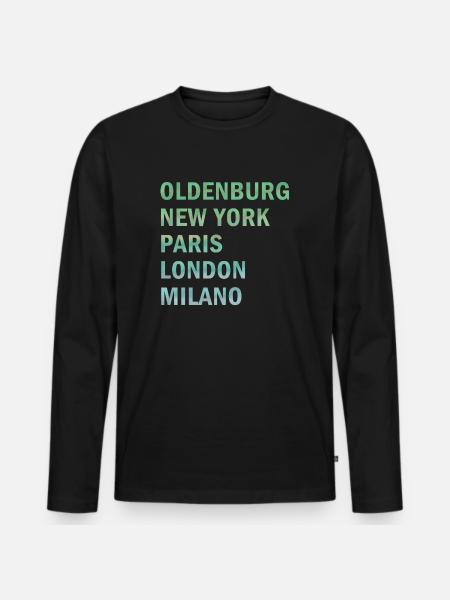 Metropole Oldenburg - Männer Premium Bio Langarmshirt - Schwarz