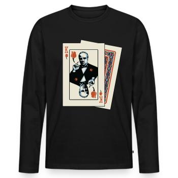 Le Parrain Film De Mafia Jouer Aux Cartes - T-shirt manches longues Premium bio Homme - noir - Devant - Nico (187cm)