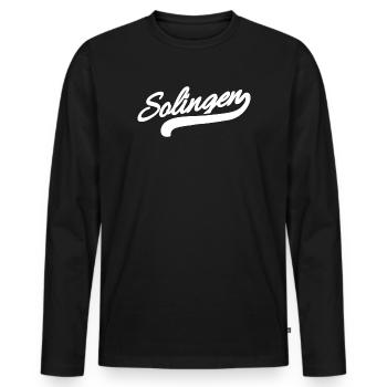 Solingen Retro - Men's Premium Organic Long Sleeve Shirt - black - Front - Nico (187cm)