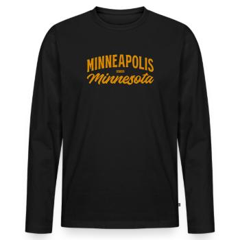 Minneapolis Script Vintage Orange - T-shirt manches longues Premium bio Homme - noir - Devant - Nico (187cm)