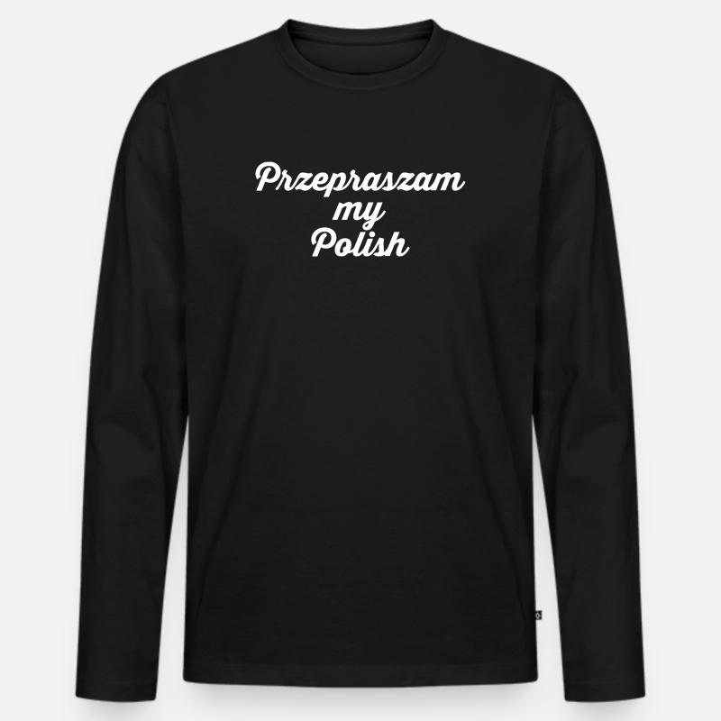Poland Language Polnisch - Männer Premium Bio Langarmshirt - Schwarz
