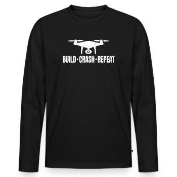 Drohne Build Crash Repeat - Männer Premium Bio Langarmshirt - Schwarz - Vorne - Nico (187cm)