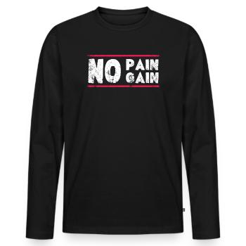 Pas de douleur, pas de gain – Conception de motivation pour le fitness - T-shirt manches longues Premium bio Homme - noir - Devant - Nico (187cm)