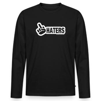 Haters Peace Sign Design - Men's Premium Organic Long Sleeve Shirt - black - Front - Nico (187cm)