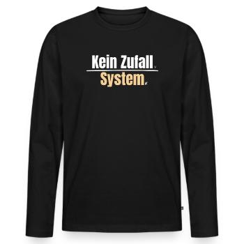 Kein Zufall System. - Männer Premium Bio Langarmshirt - Schwarz - Vorne - Nico (187cm)