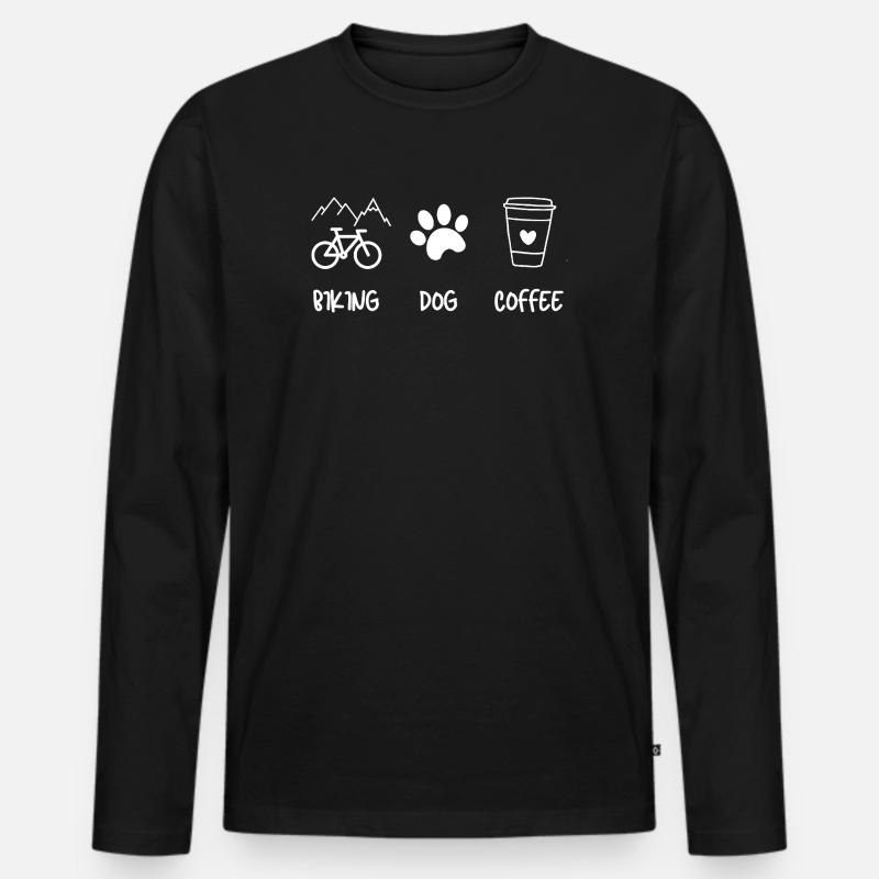 Cyclist Dog Kaffee - Männer Premium Bio Langarmshirt - Schwarz
