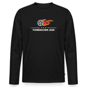 Führerschein 2026 Fahrprüfung Auto PKW Prüfung - Männer Premium Bio Langarmshirt - Schwarz - Vorne - Nico (187cm)