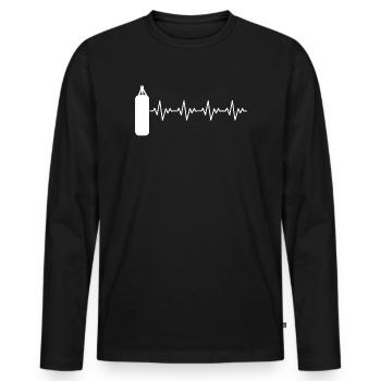 Boxer_2_EKG_weiss - Männer Premium Bio Langarmshirt - Schwarz - Vorne - Nico (187cm)