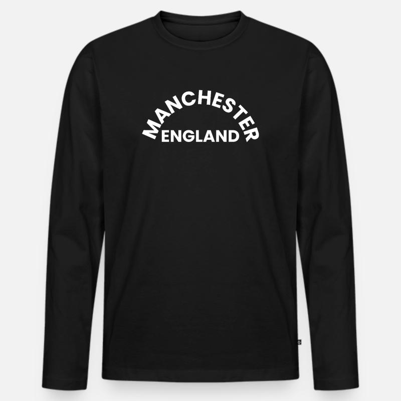 Manchester England Circle Text - Männer Premium Bio Langarmshirt - Schwarz