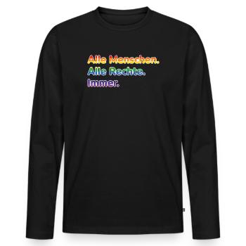 All people. All rights reserved. Always. – Pride Stateme - Men's Premium Organic Long Sleeve Shirt - black - Front - Nico (187cm)