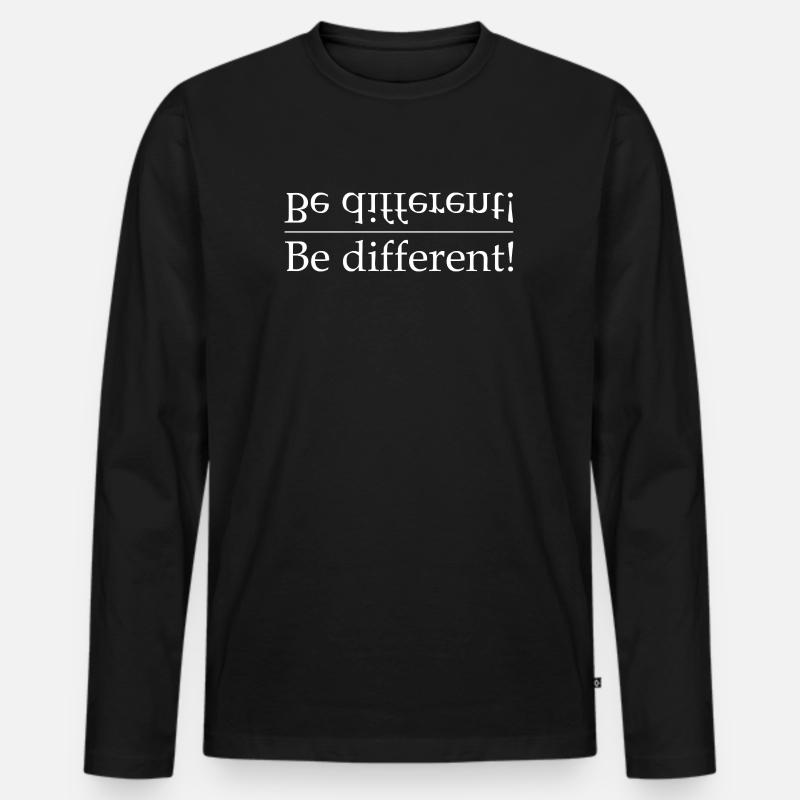 Be different Kontrast-Typografie - Männer Premium Bio Langarmshirt - Schwarz