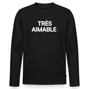 Très aimable - T-shirt manches longues Premium bio Homme - noir - Devant - Nico (187cm)