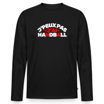 Ich kann nicht, ich habe Handball | Handball-T-Shirt Brummen - Männer Premium Bio Langarmshirt - Schwarz - Vorne - Nico (187cm)