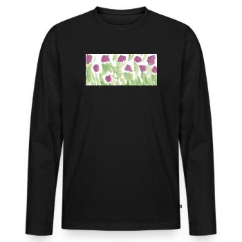 Das Leben ist eine Blumenwiese - Männer Premium Bio Langarmshirt - Schwarz - Vorne - Nico (187cm)