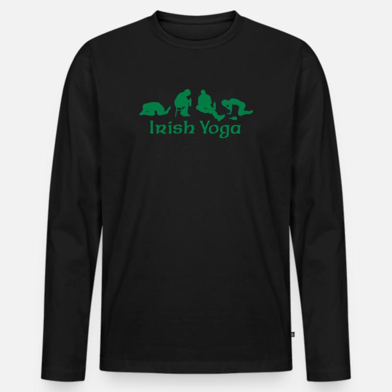 Irish Yoga - Männer Premium Bio Langarmshirt - Schwarz