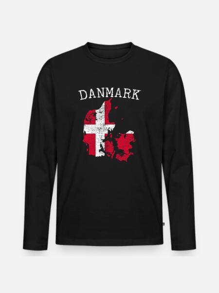 Drapeau national danois - T-shirt manches longues Premium bio Homme - noir