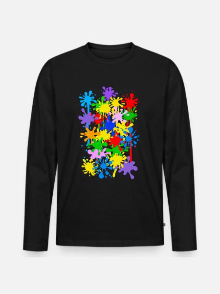 Karneval Kostüm Faschingskostüm Maler Farbkleckse - Männer Premium Bio Langarmshirt - Schwarz