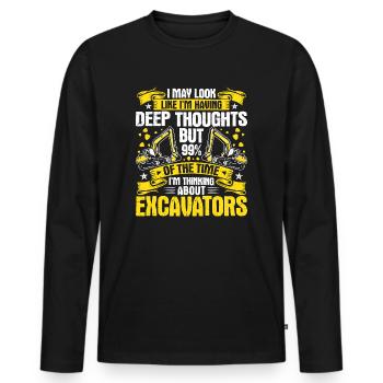 Opérateur d'excavatrice Opérateur d'équipement lourd Opérateur d'excavatrice - T-shirt manches longues Premium bio Homme - noir - Devant - Nico (187cm)