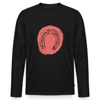 Reiten Reiter Pferd Huf Geschenkidee - Männer Premium Bio Langarmshirt - Schwarz - Vorne - Nico (187cm)