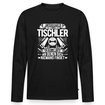 Tischler Tischlerei Tischlern Tischlerin - Männer Premium Bio Langarmshirt - Schwarz - Vorne - Nico (187cm)