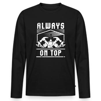 Couvreur Dachklempner Roofer - T-shirt manches longues Premium bio Homme - noir - Devant - Nico (187cm)