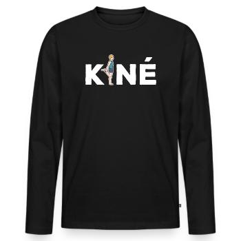 Kiné Cadeau pour Masseur Kinésithérapeute - T-shirt manches longues Premium bio Homme - noir - Devant - Nico (187cm)