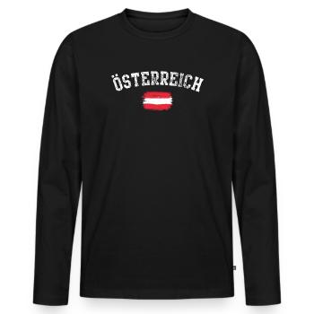 Österreich Brush Flag Emblem - Men's Premium Organic Long Sleeve Shirt - black - Front - Nico (187cm)